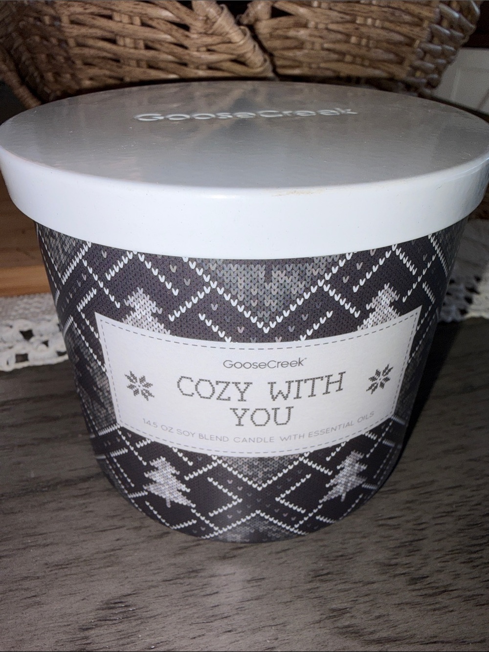 Goose Creek Cozy With You Black & White Decorative Candle